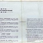 Documento · Parte trasera del flyer con las características del pinball
