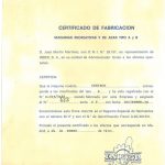 Documento · Certificado fabricación Centaur, Inder, número 423, diciembre 1979