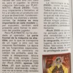 Documento · Nota prensa lanzamiento Rock 2500, Playmatic. Año 1986