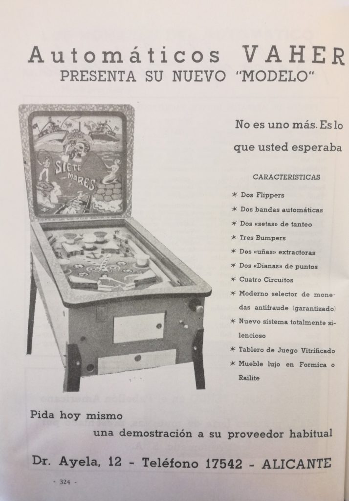 Siete Mares - Documento · Anuncio prensa novedad máquina Siete Mares, Automáticos Vaher. Año 1963
